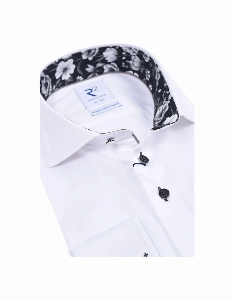 Cut Away Collar Long Sleeved Shirt White