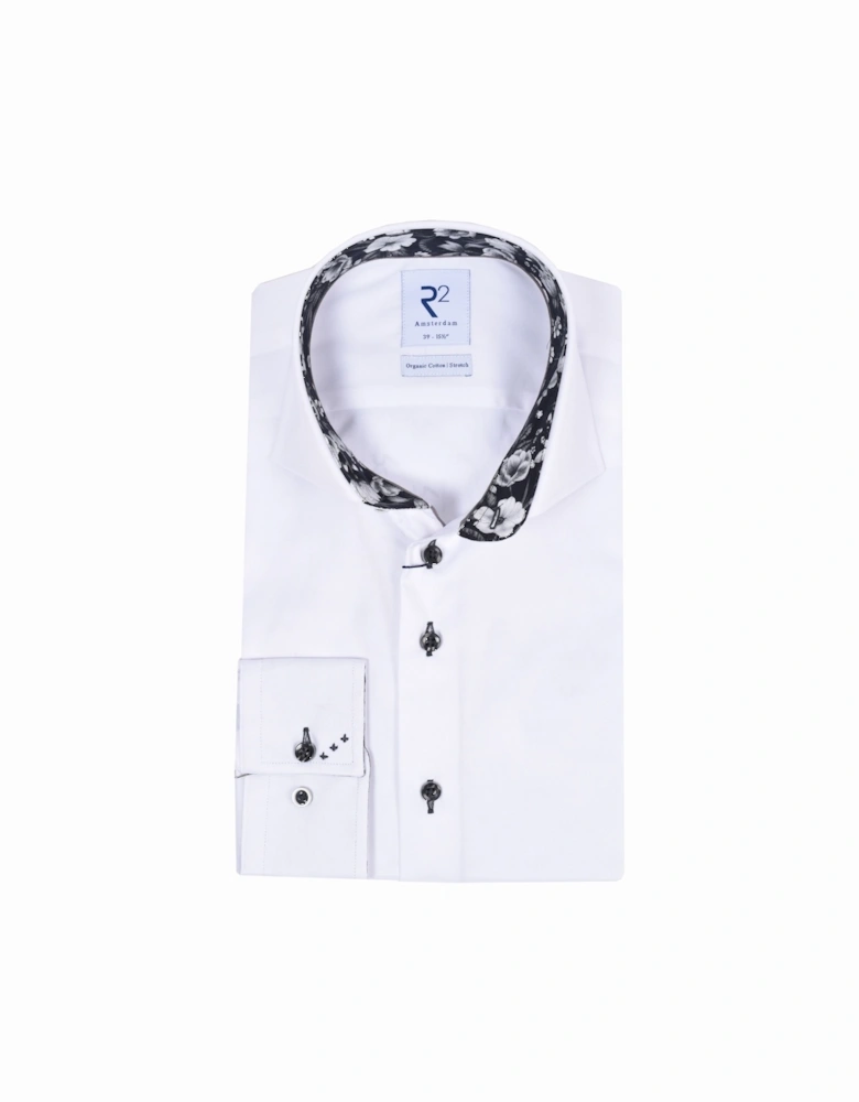Cut Away Collar Long Sleeved Shirt White