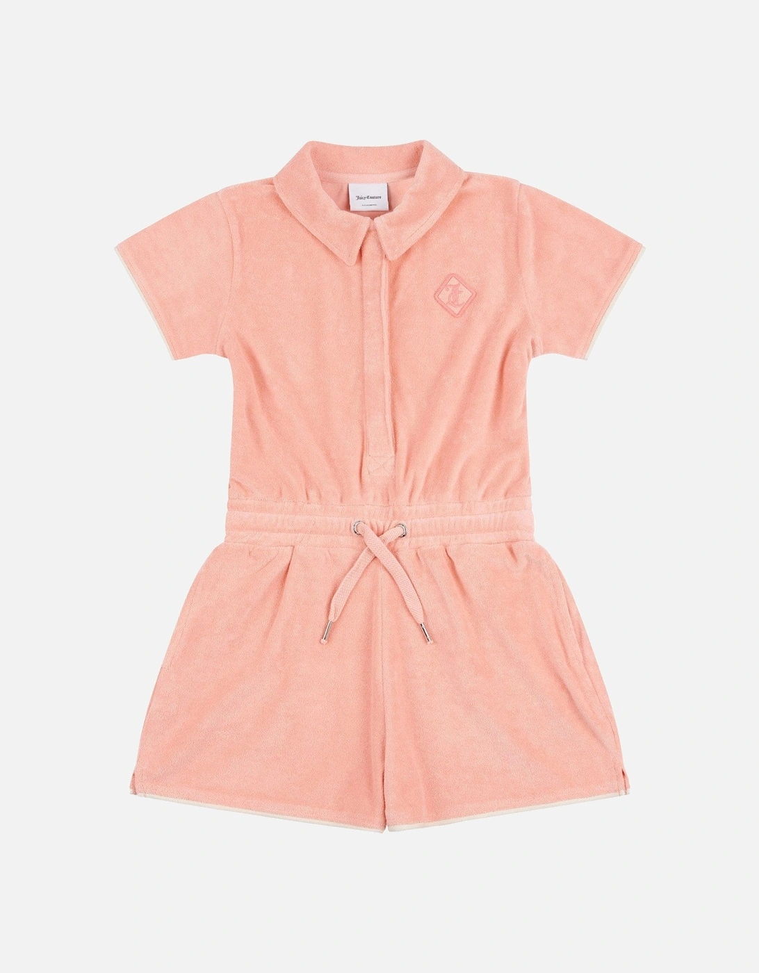 Girls Towelling Playsuit - Peach Amber, 5 of 4