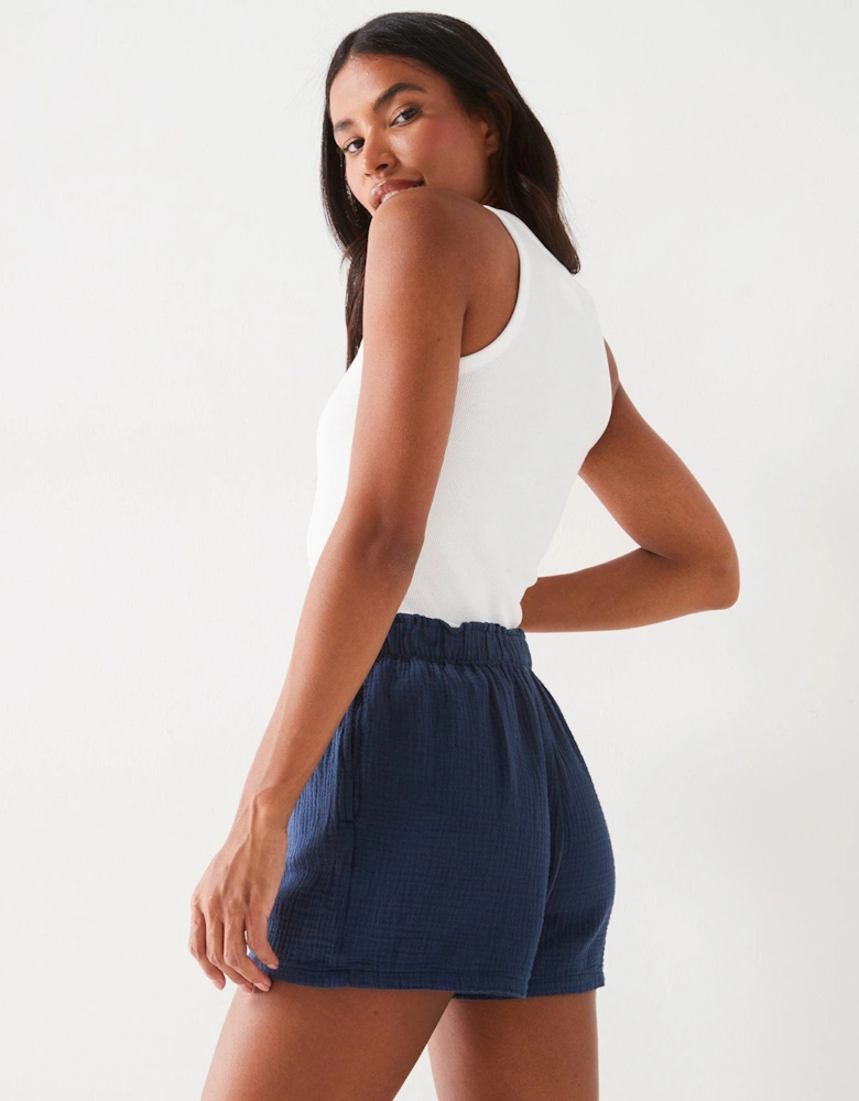 Crinkle Shorts - Navy