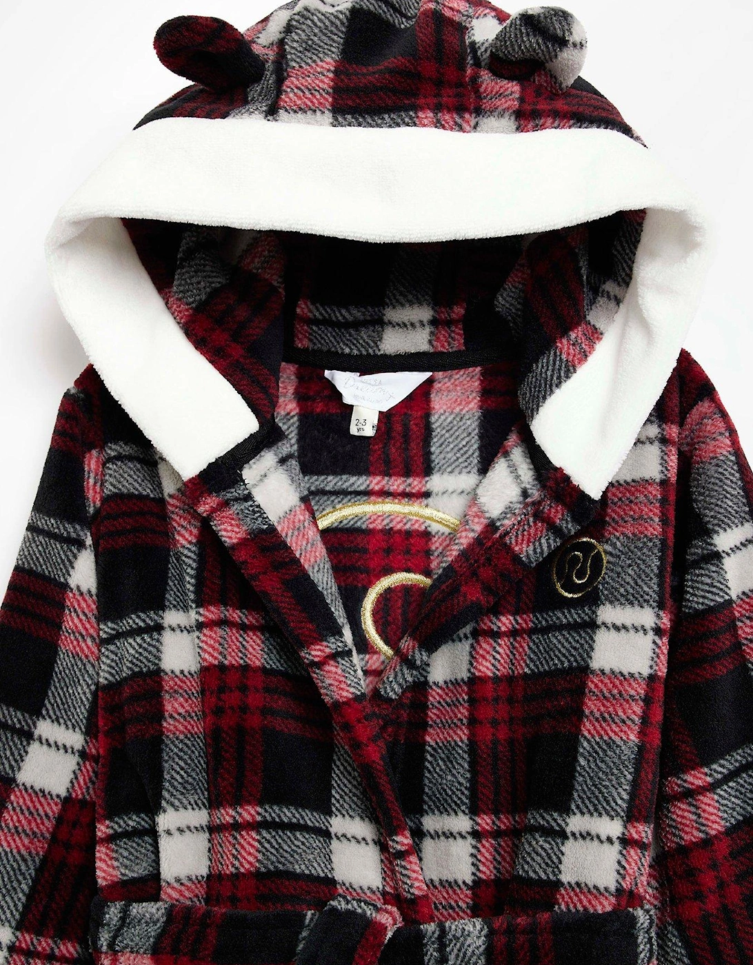 Mini Girls Christmas Check Dressing Gown - Red