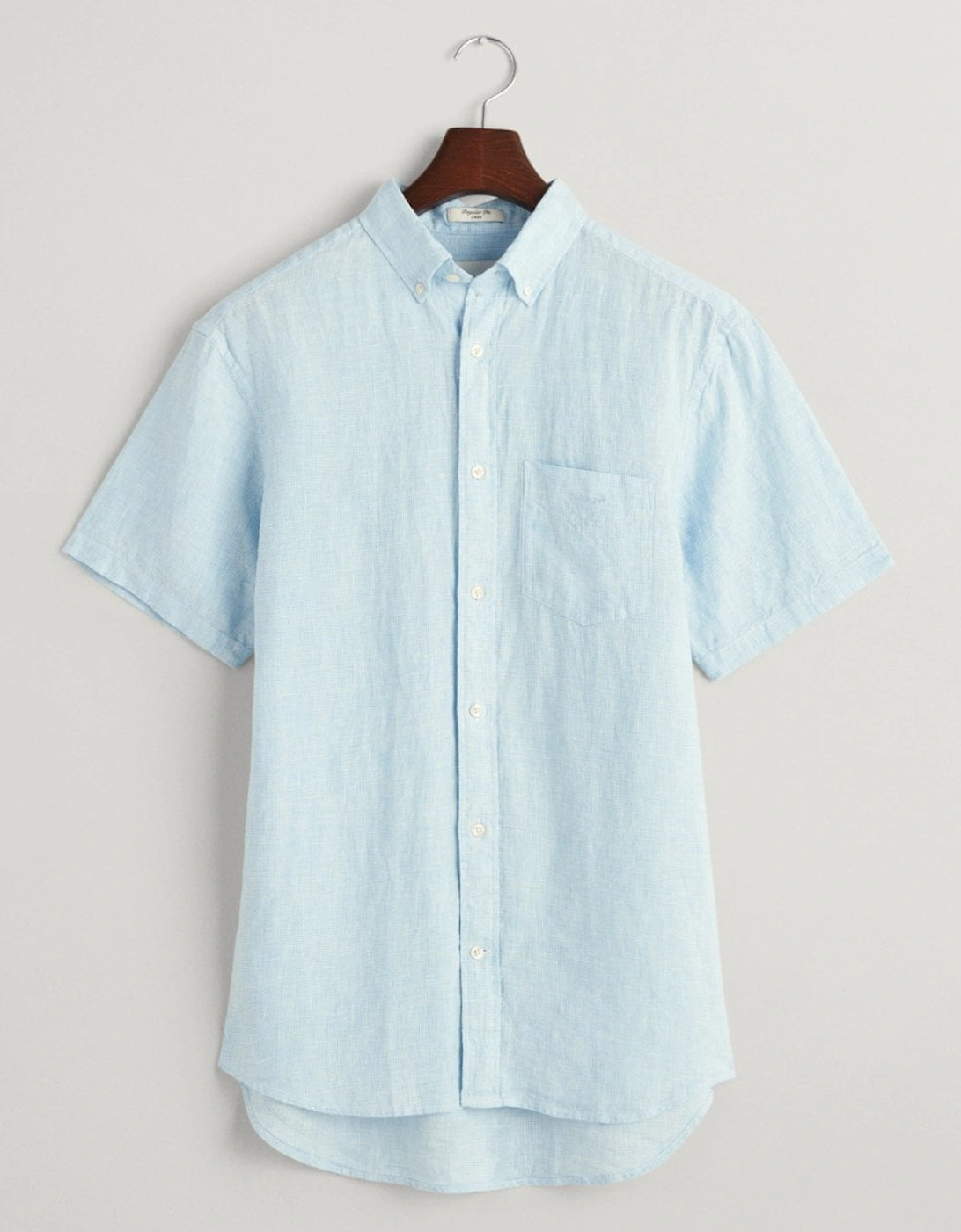 Mens Regular Linen Houndstooth Short Sleeve Shirt, 2 of 1
