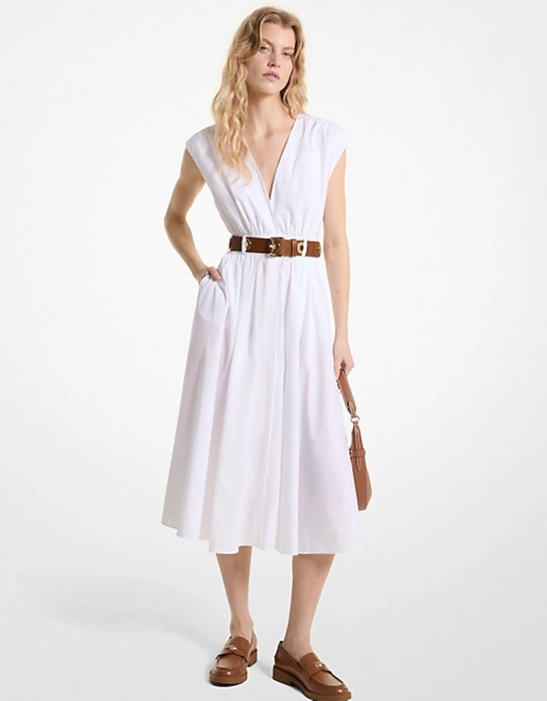 Stretch Organic Cotton Poplin Midi Dress