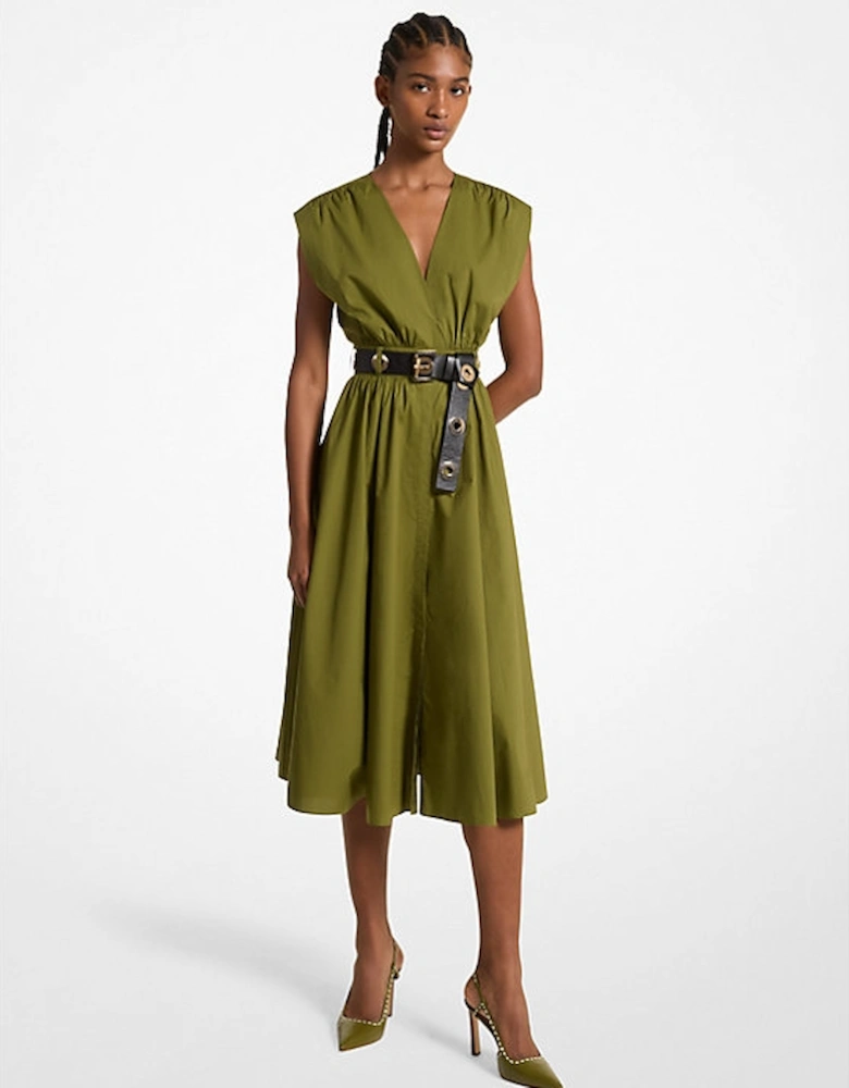 Stretch Organic Cotton Poplin Midi Dress