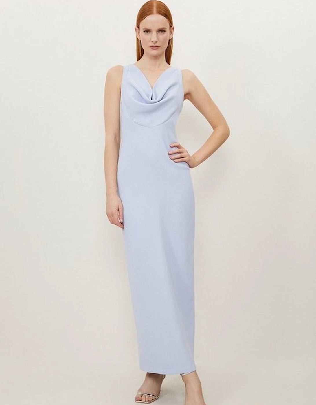 Petite Fluid Tailored Cowl Neck Backless Maxi Dress, 4 of 3
