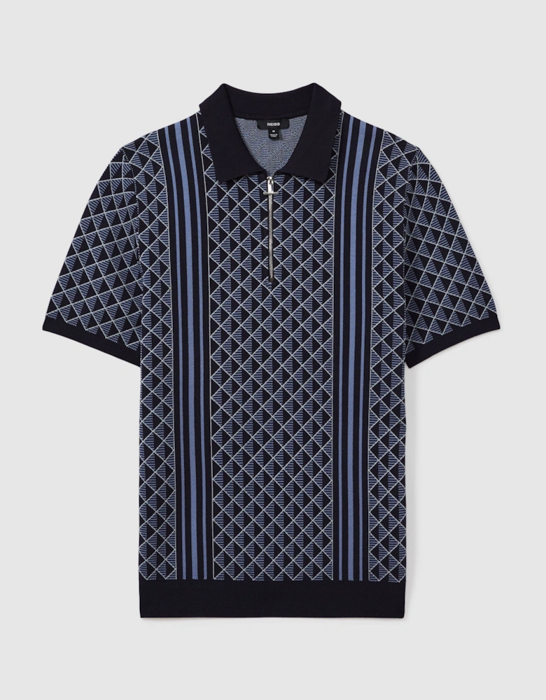 Half-Zip Diamond Stitch Polo Shirt