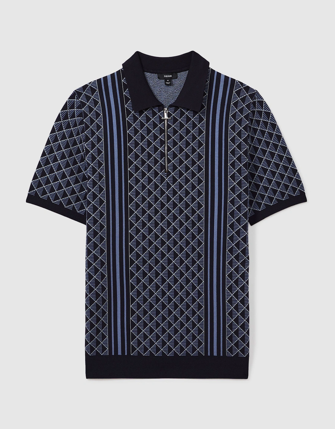 Half-Zip Diamond Stitch Polo Shirt, 2 of 1