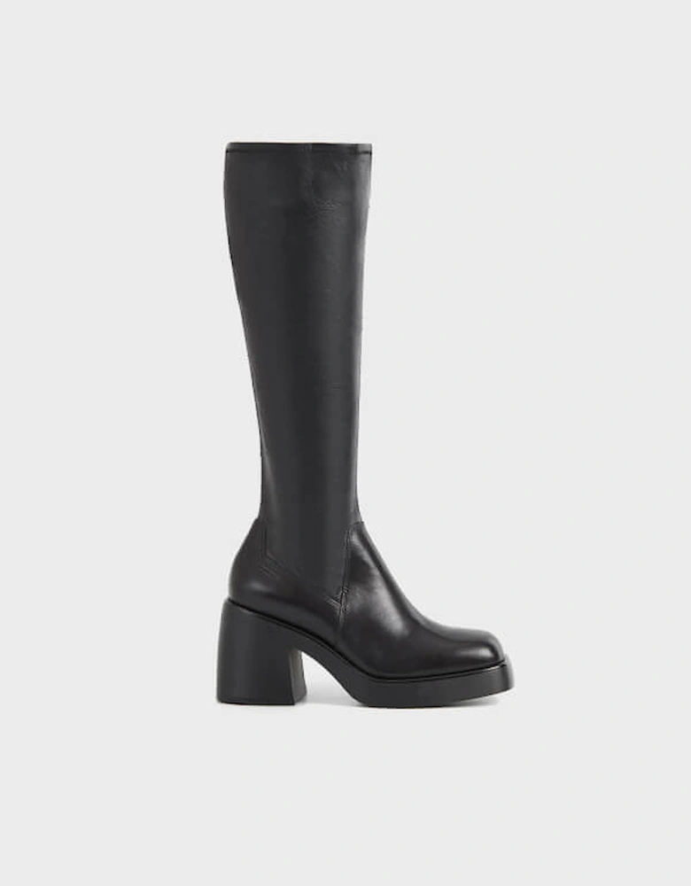 Brooke Stretch Leather Heeled Knee High Boots