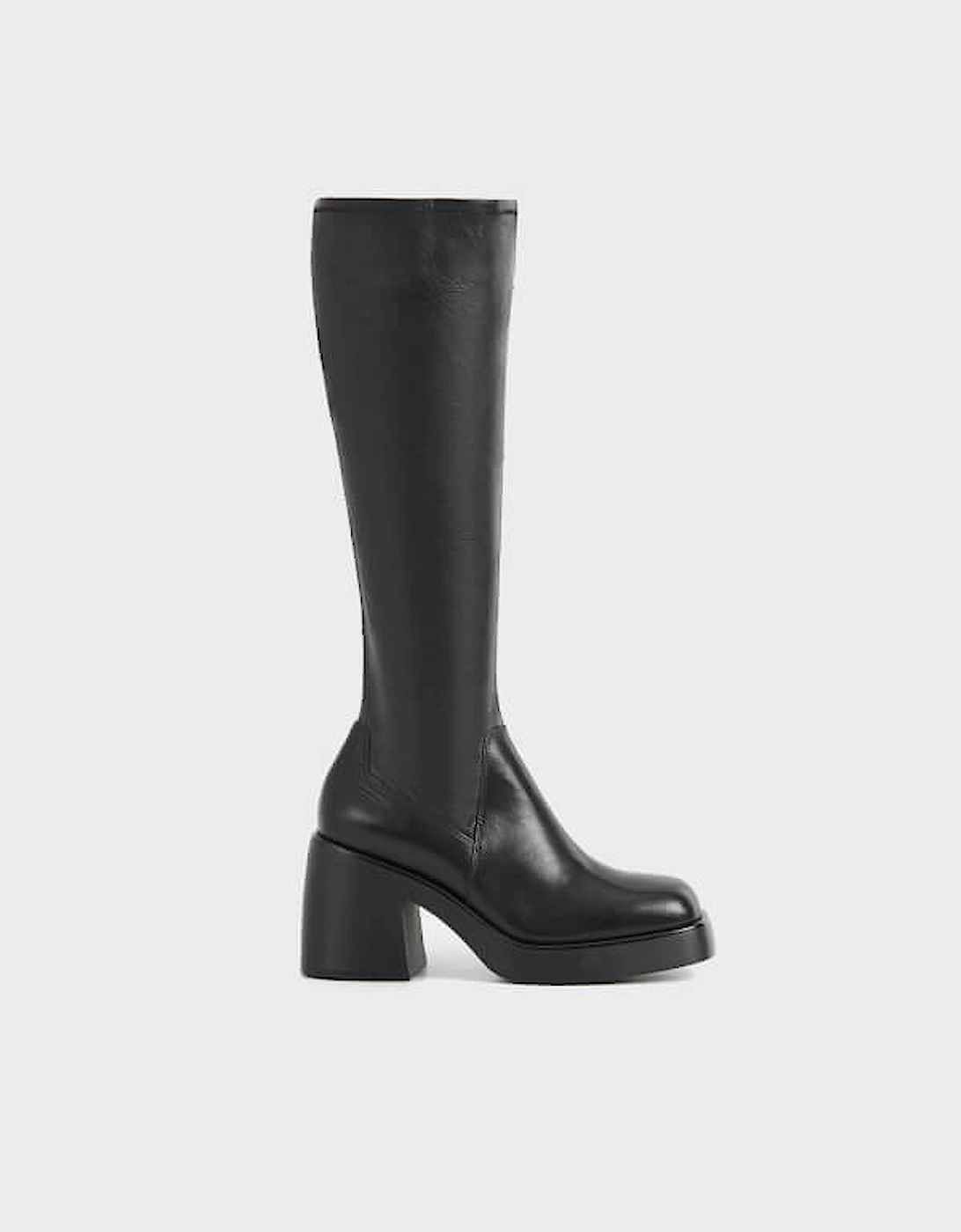 Brooke Stretch Leather Heeled Knee High Boots, 2 of 1