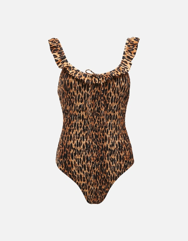 Cheyenne Leopard Shirred Swimsuit