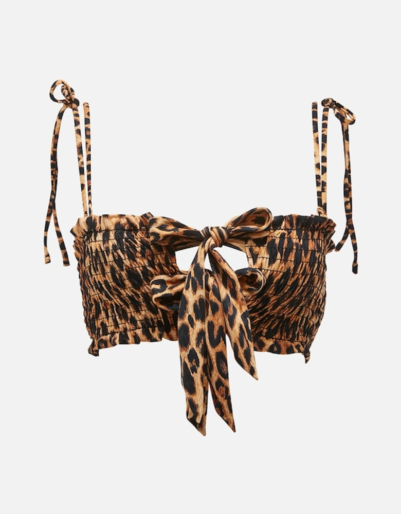Lexie Leopard Shirred Bikini Top