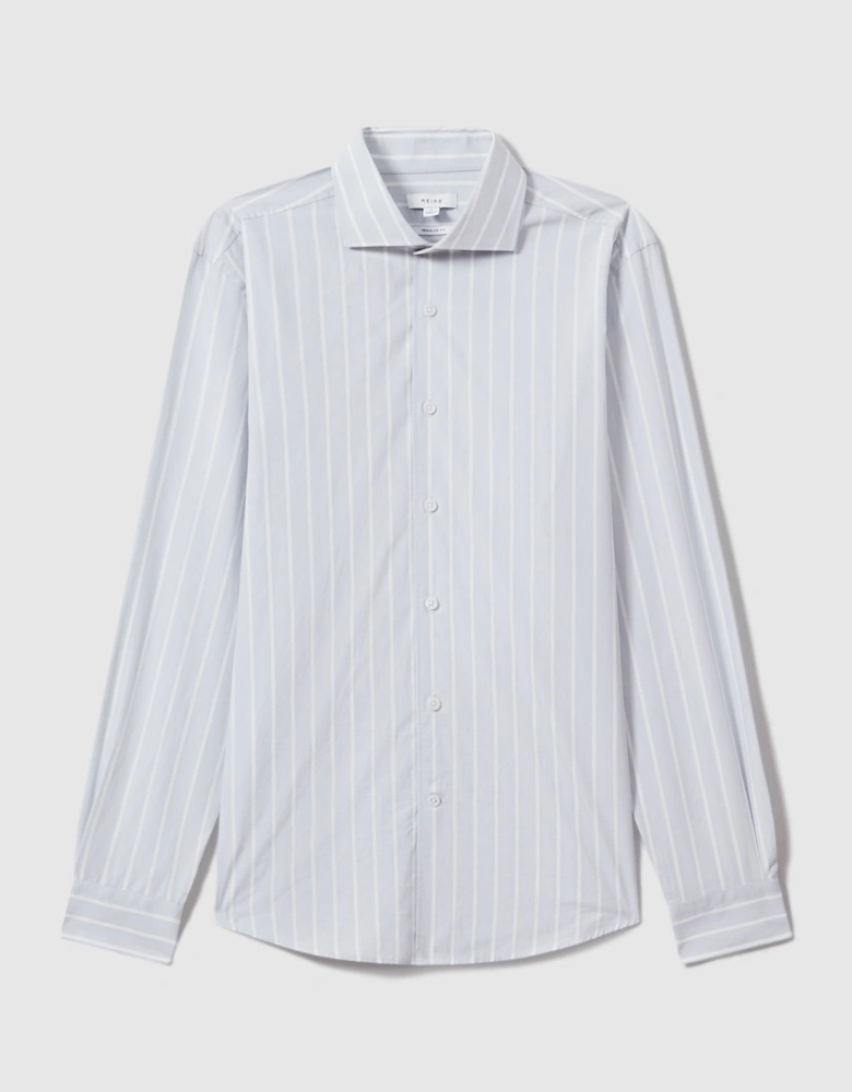 Cotton Striped Cutaway Collar Shirt