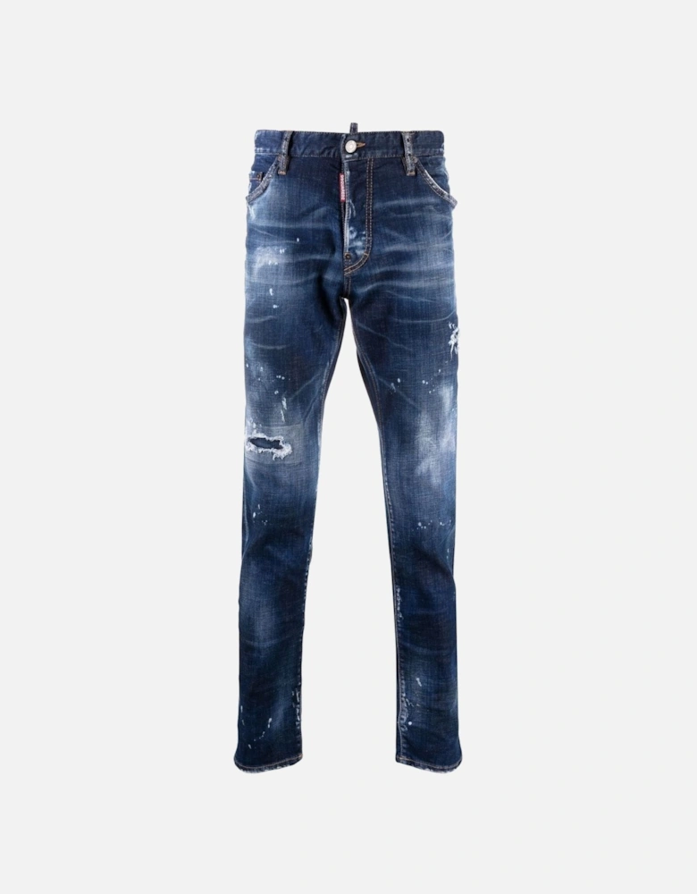 Icon Spray Distressed Straight-leg Jeans Blue