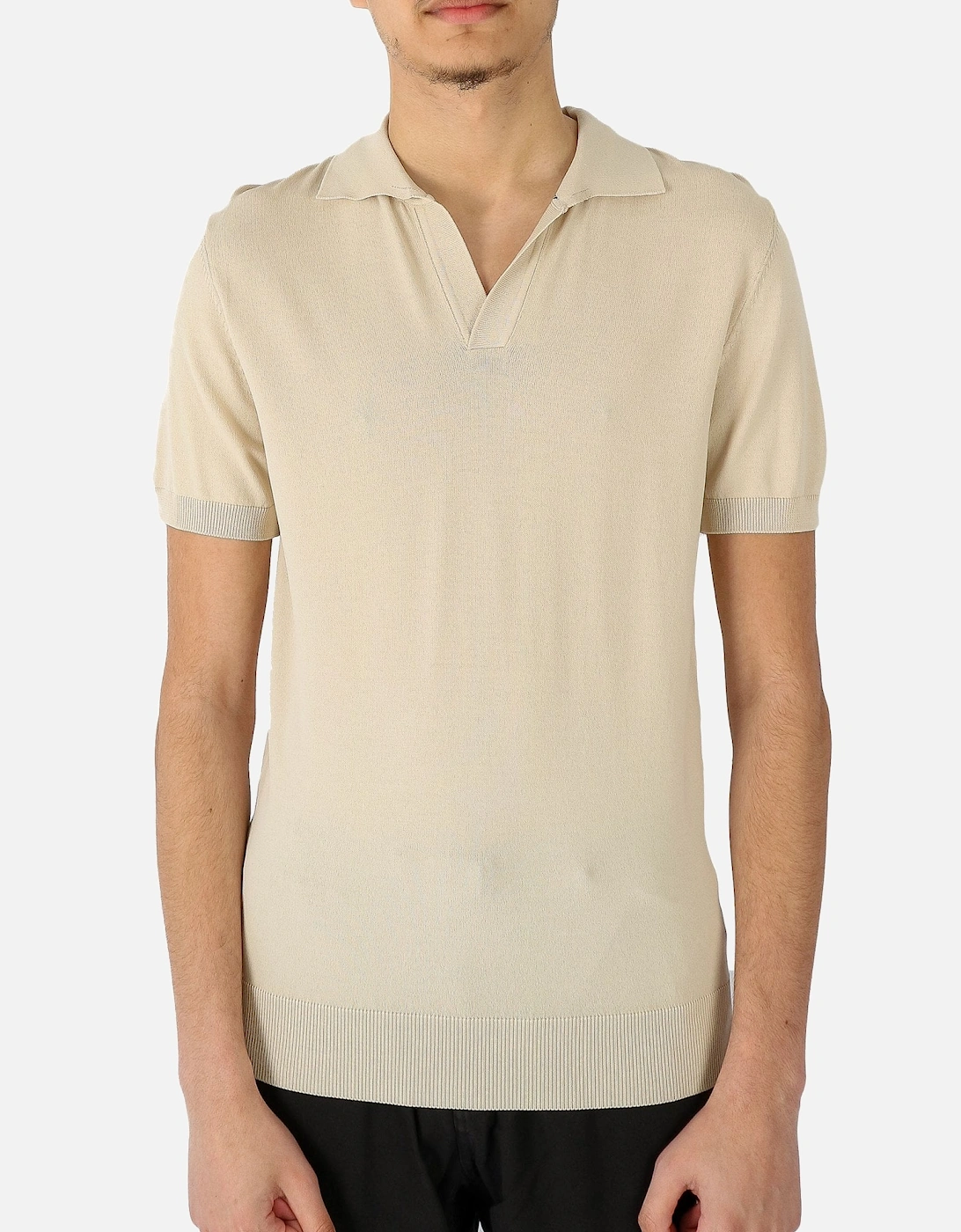 Open Collar Knitted Beige Polo, 5 of 4