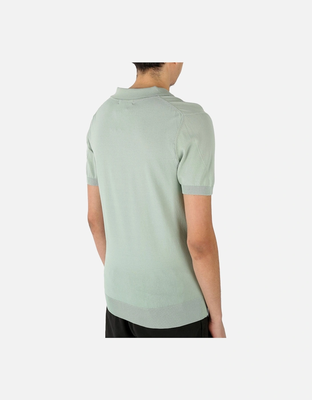 Open Collar Knitted Green Polo