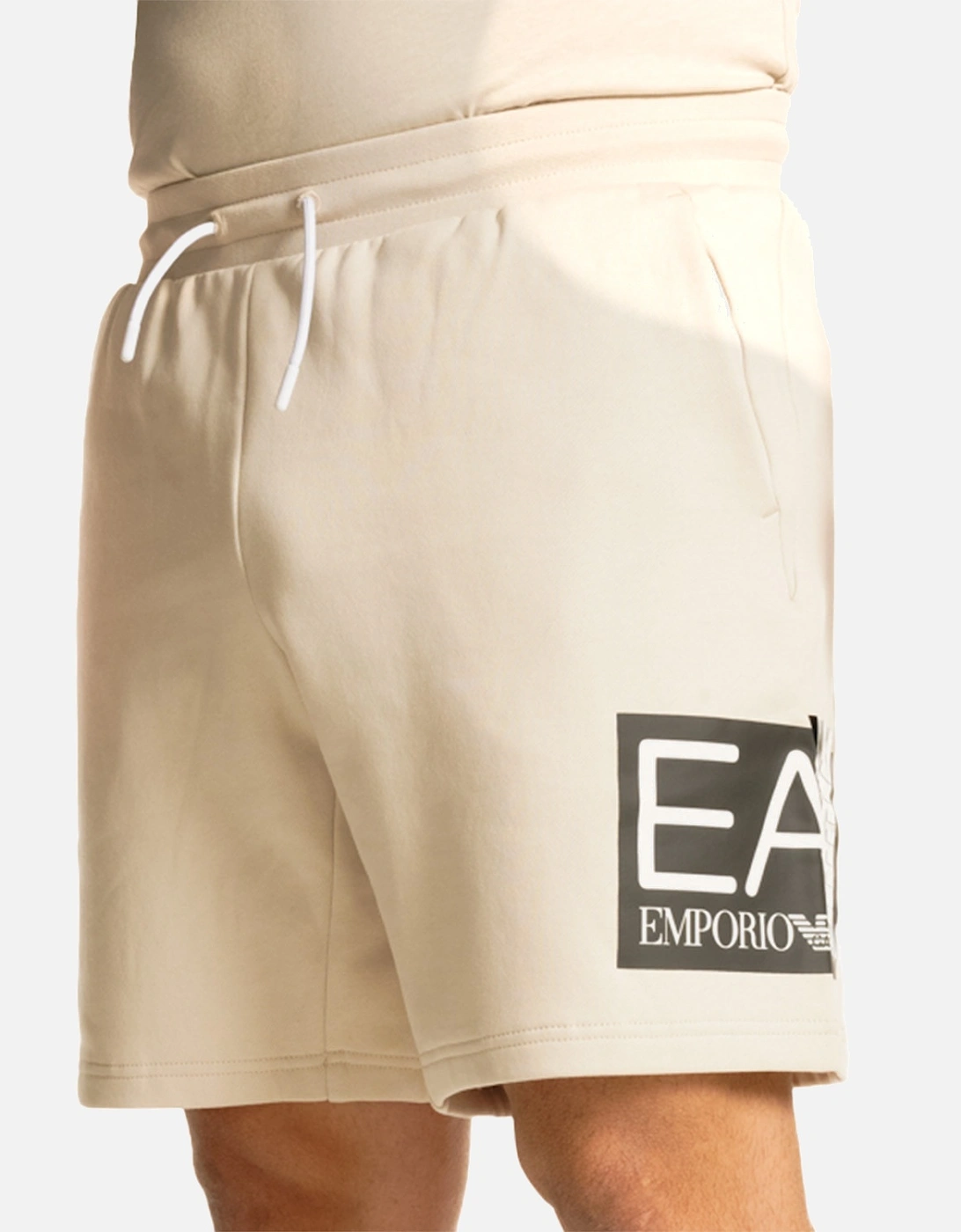 Mens Leg Logo Jersey Shorts (Beige), 7 of 6
