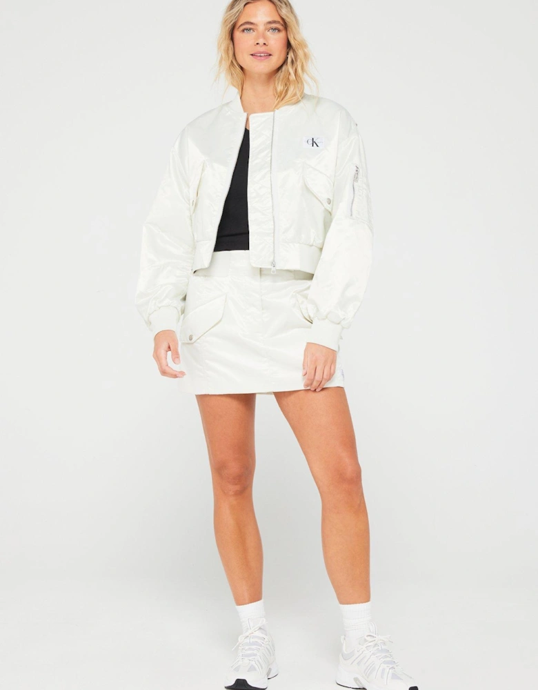 Zipped Lightweight Bomber Jacket - White