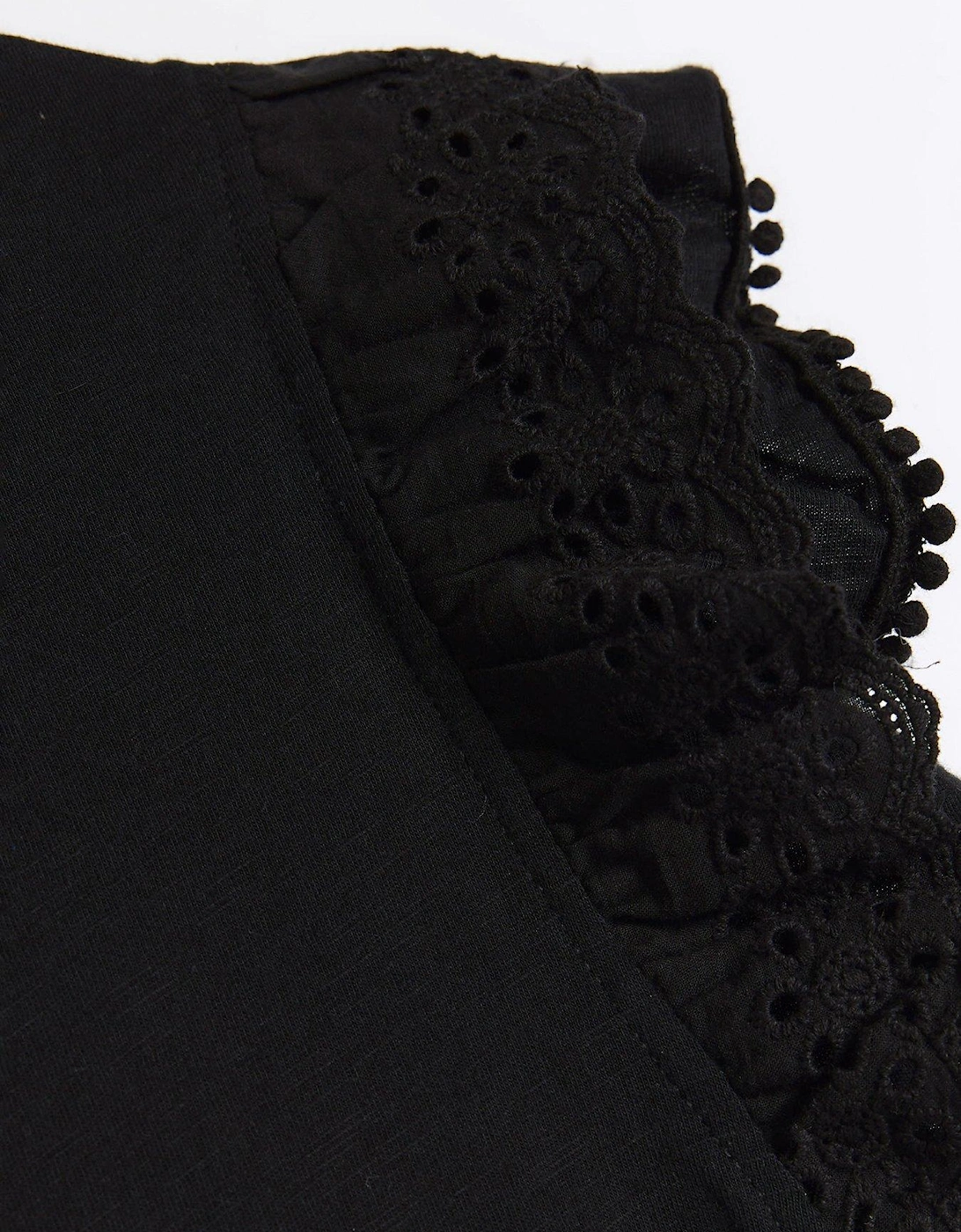 Frill Sleeve Top - Black