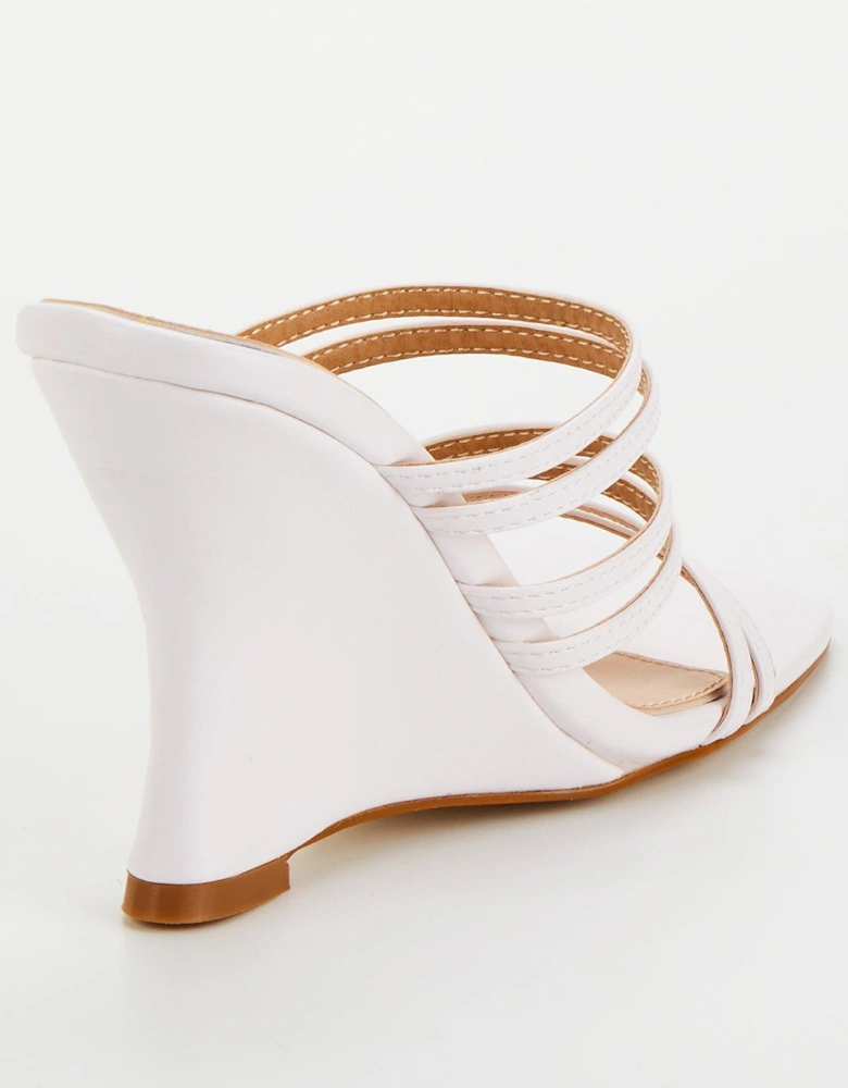 Francisca Multi Strap Wedged Heel Sandal - White