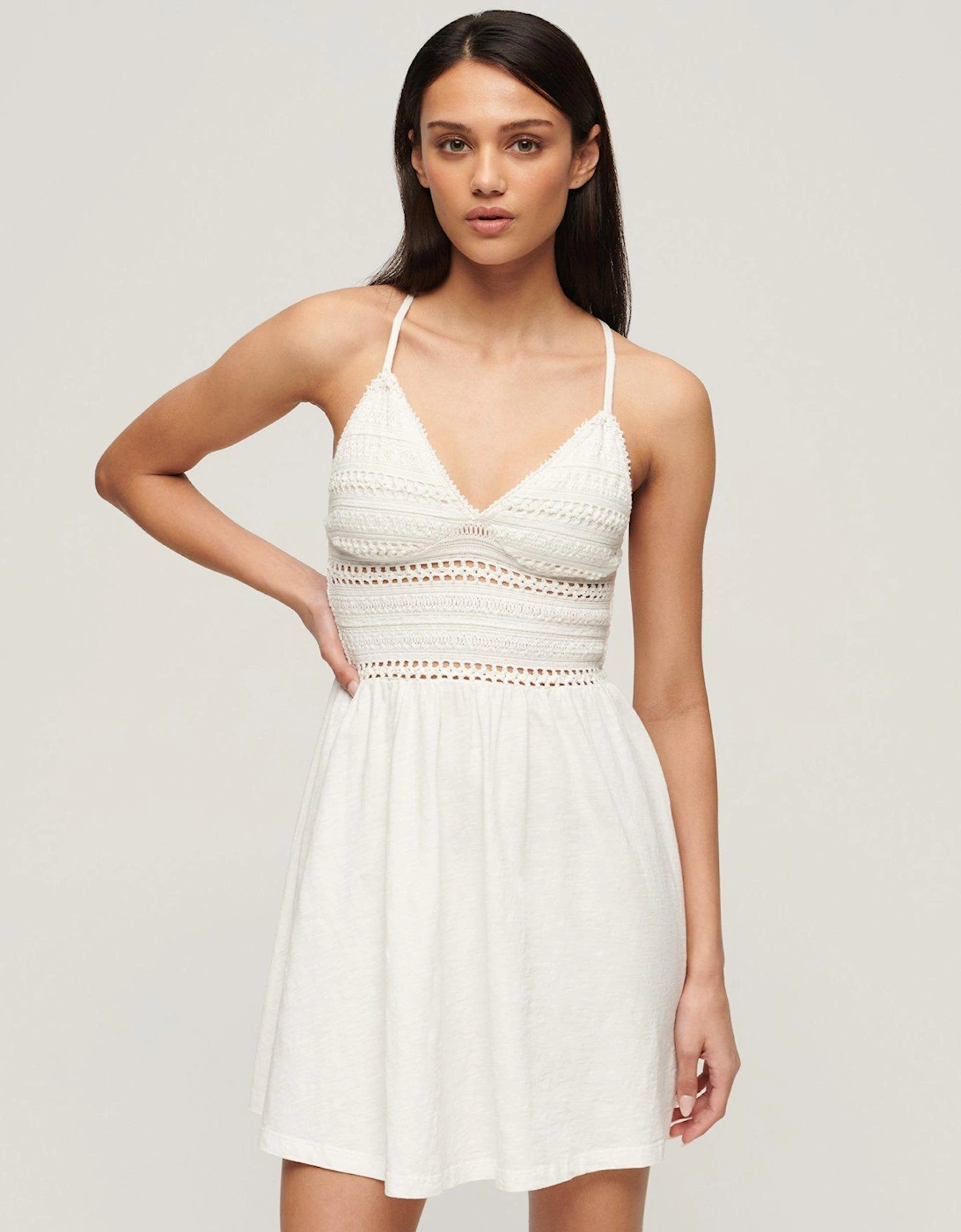Jersey Lace Mini Dress - White, 2 of 1
