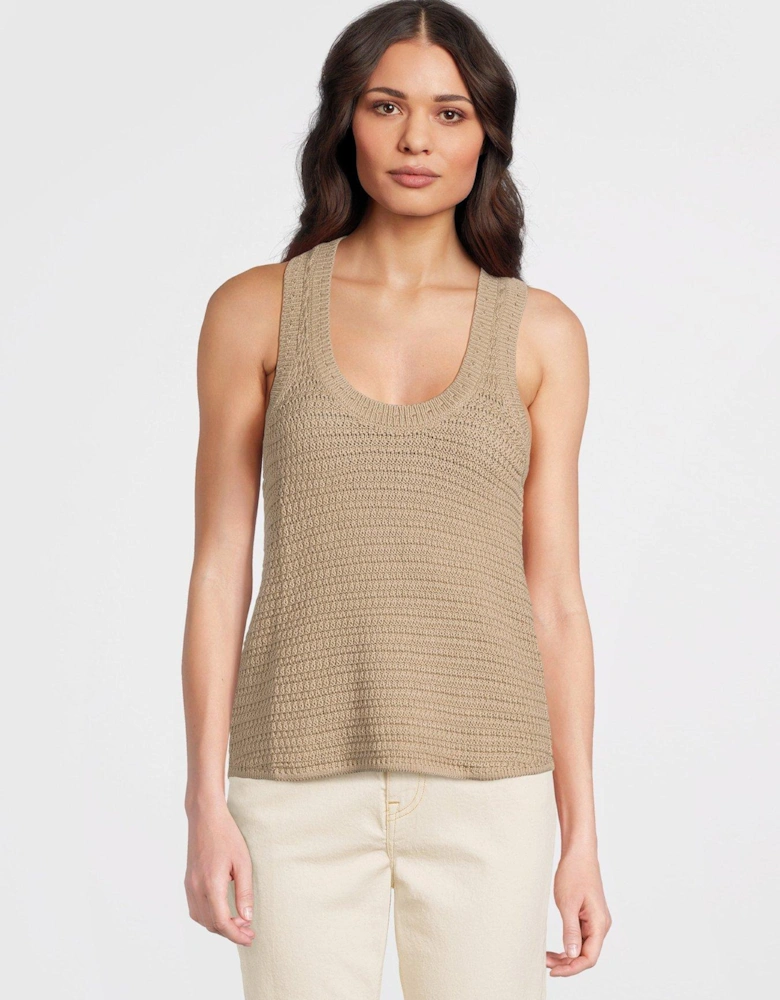 Knitted Vest Top - Brown