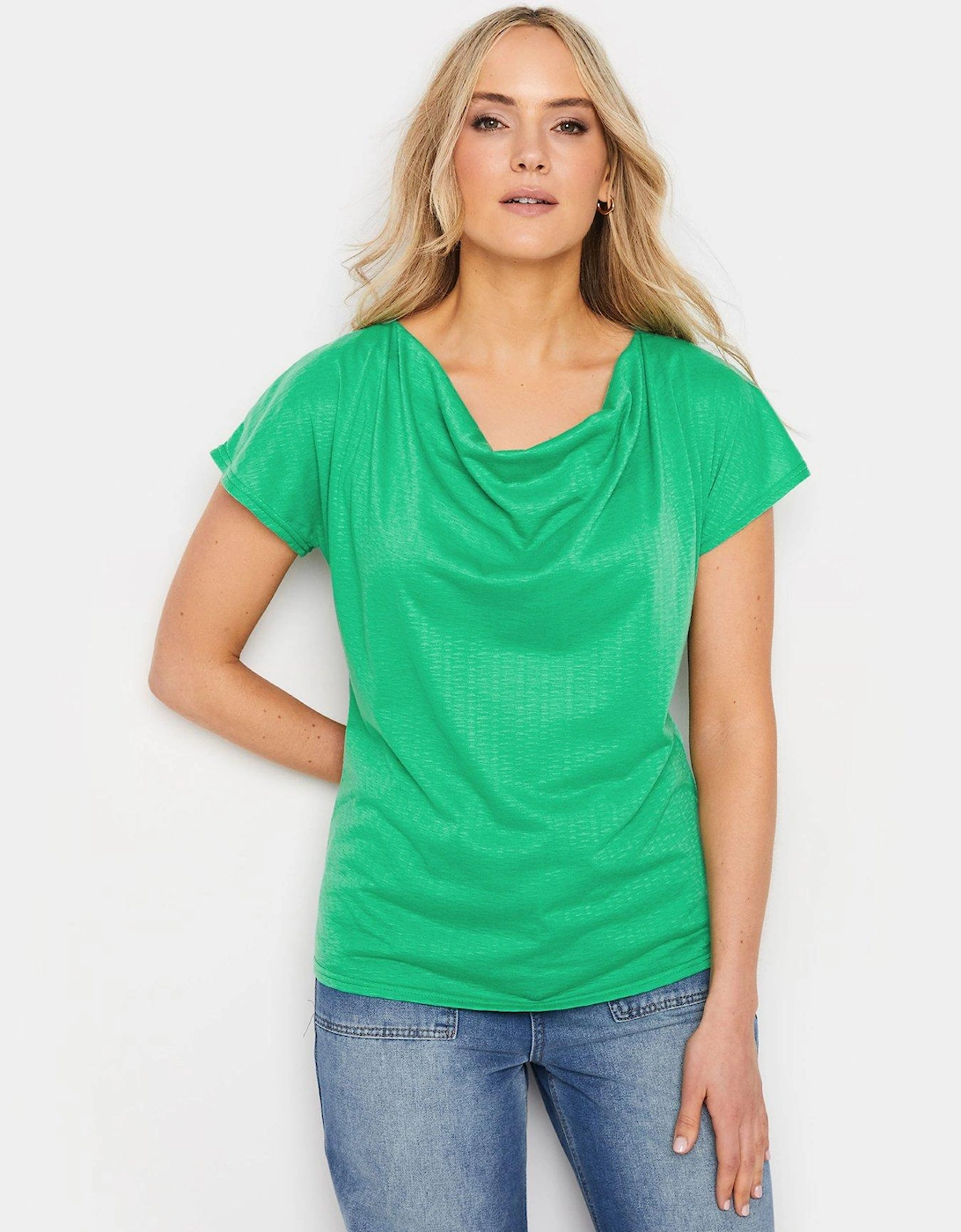 Tall Green Textured Cowl Neck Top, 2 of 1