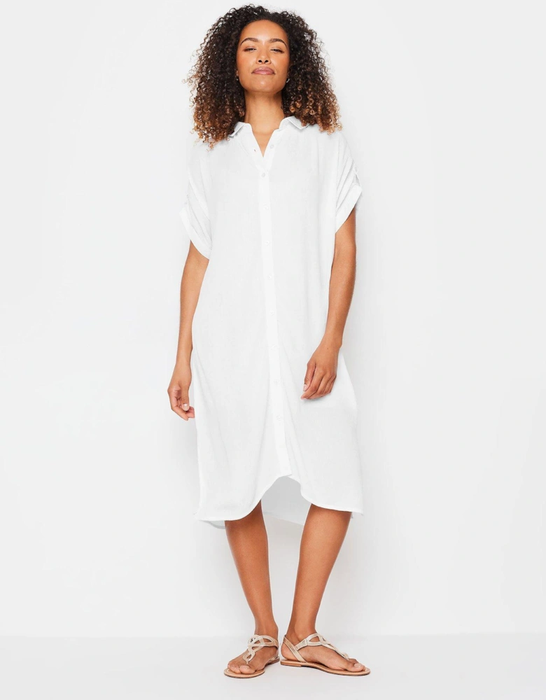 White Short Sleeve Crinkle Shirt
