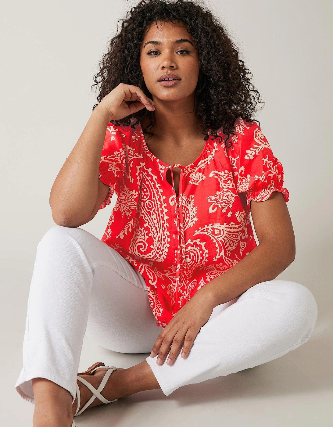Short Sleeve Gypsy Top - Red, 2 of 1