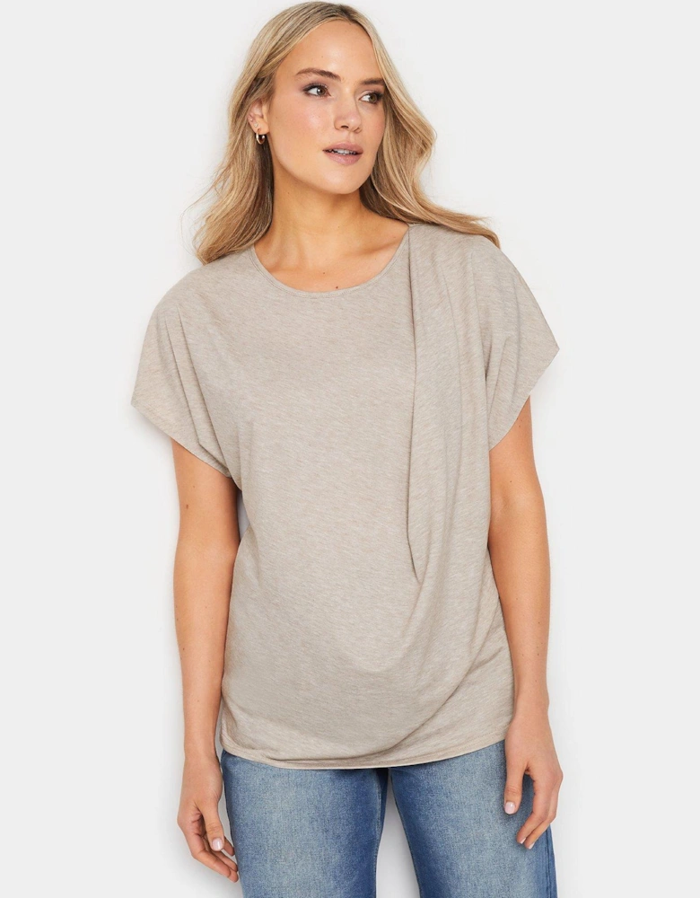 Tall Oatmeal Drape Front Top