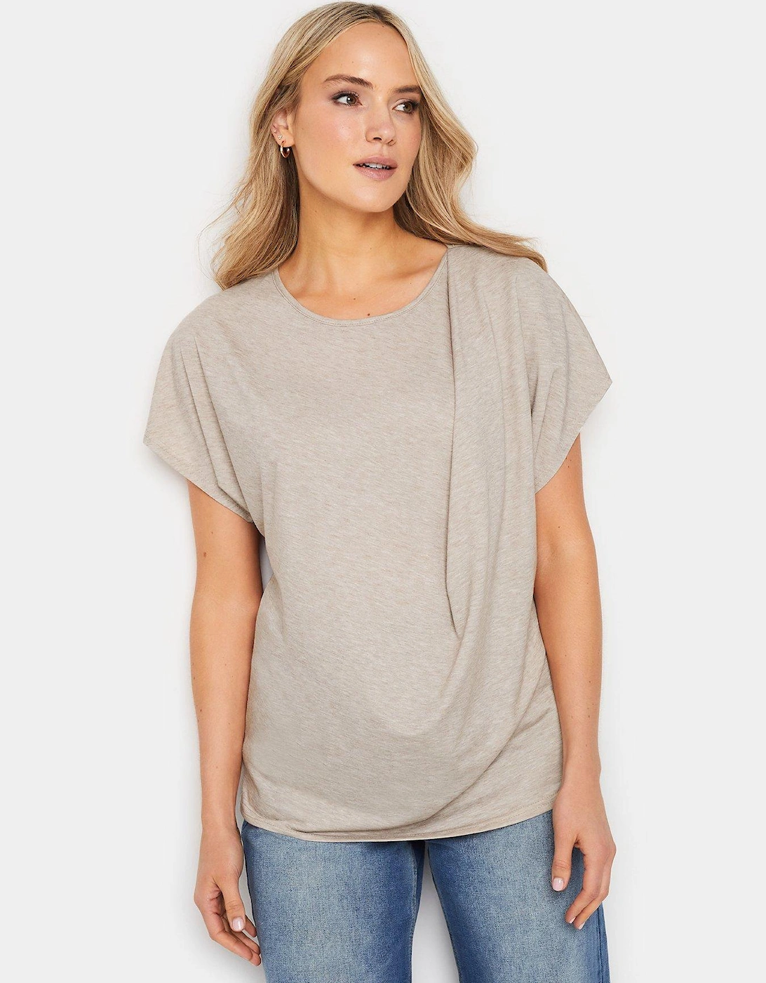 Tall Oatmeal Drape Front Top, 2 of 1