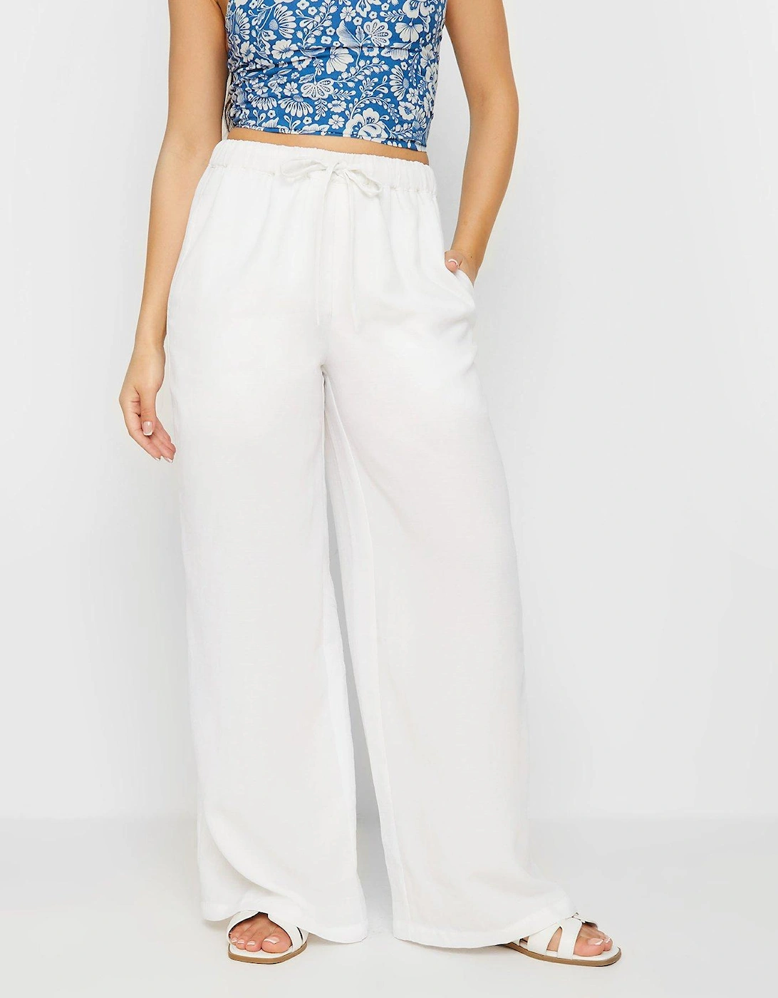 Petite White Wide Leg Trousers, 2 of 1