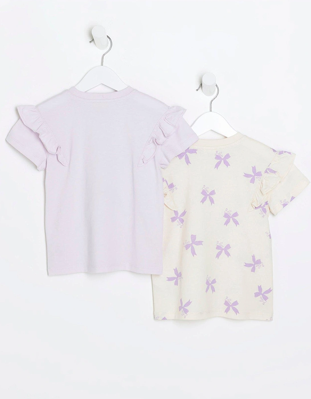 Mini Girls Bow T-shirt 2 Pack - Purple