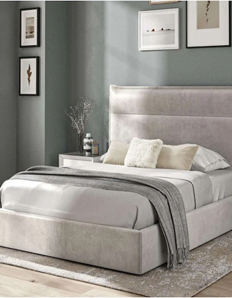 Polzeath 4'6 Fabric Bedframe Silvery Grey Velvet