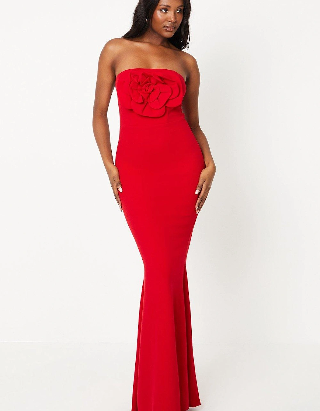 Bandeau Maxi Gown With Rose Corsage, 6 of 5
