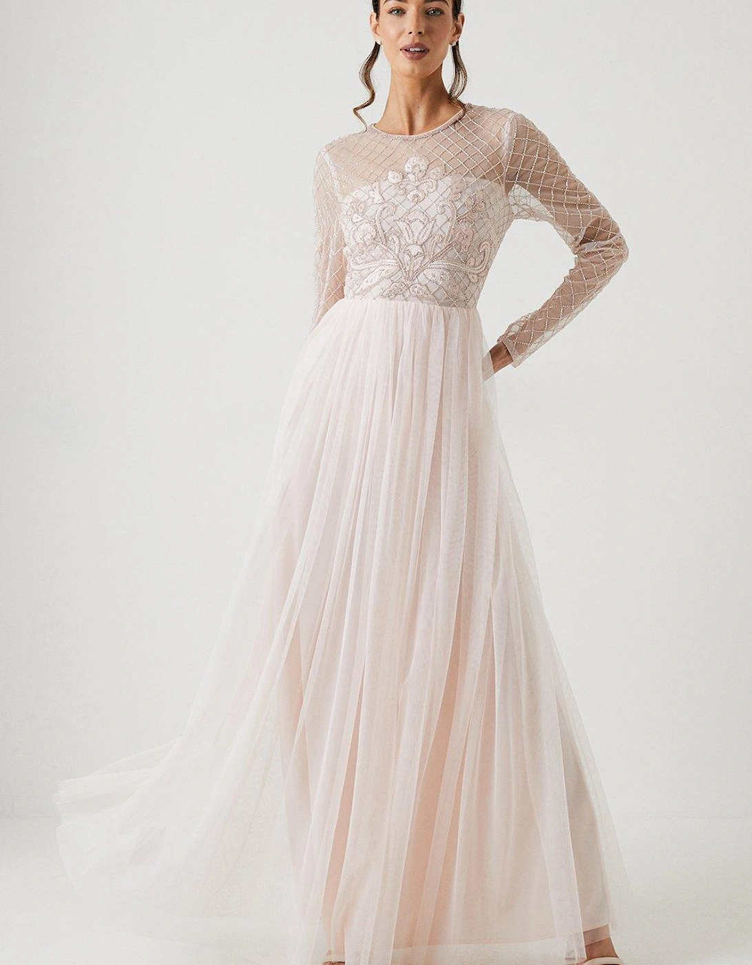 Baroque Embellished Mesh Two In One Bridesmaids Dress, 6 of 5
