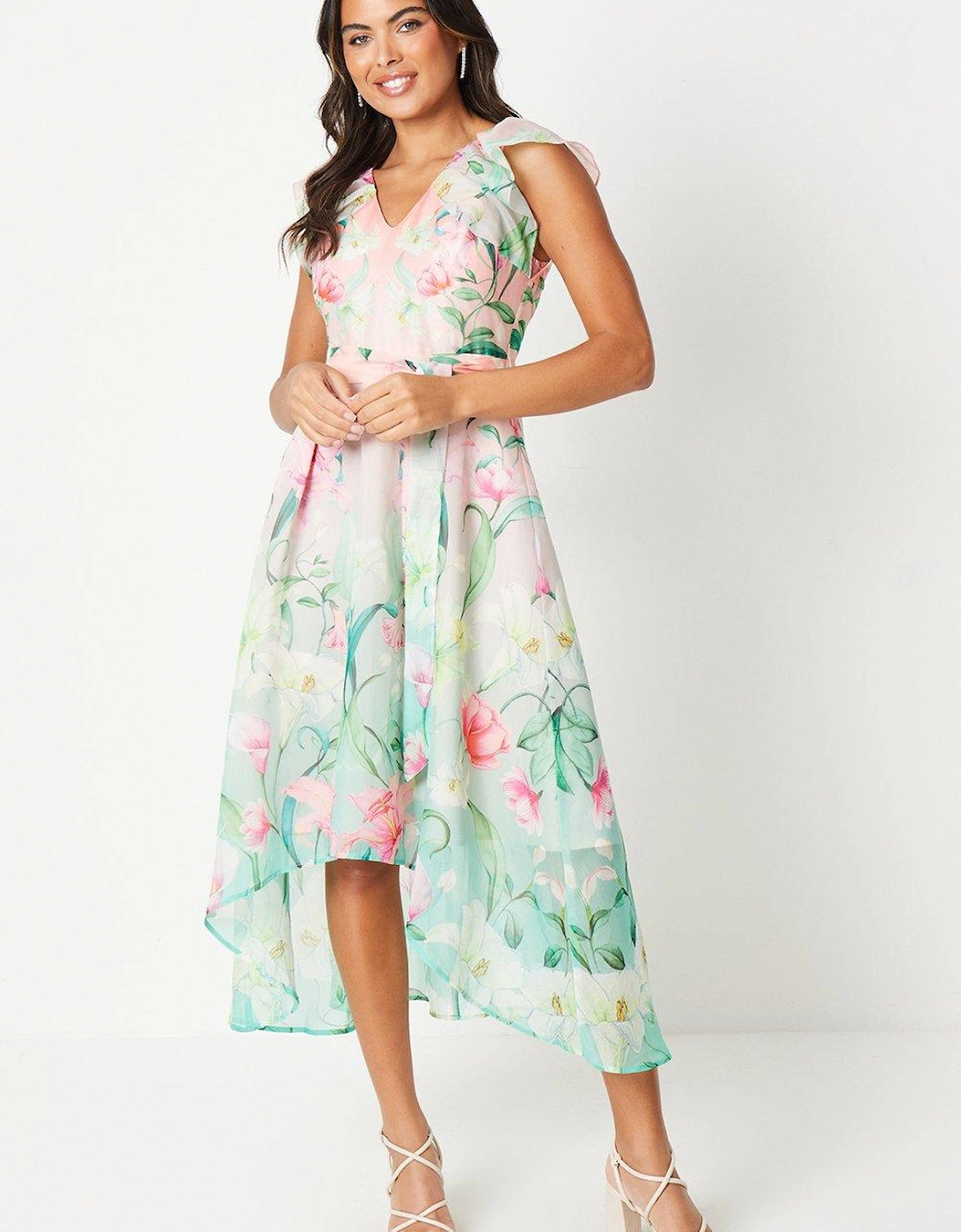 Placement Print Ruffle Shoulder High-low Dress, 6 of 5