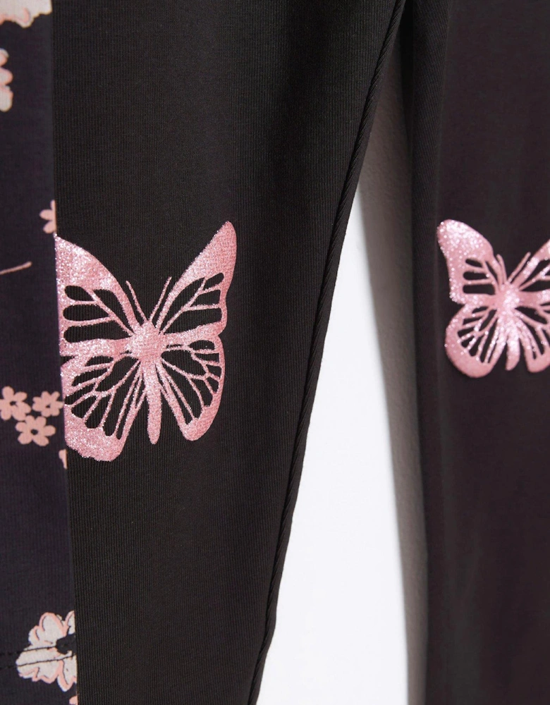 Mini Girls Butterfly Leggings 2 Pack - Pink
