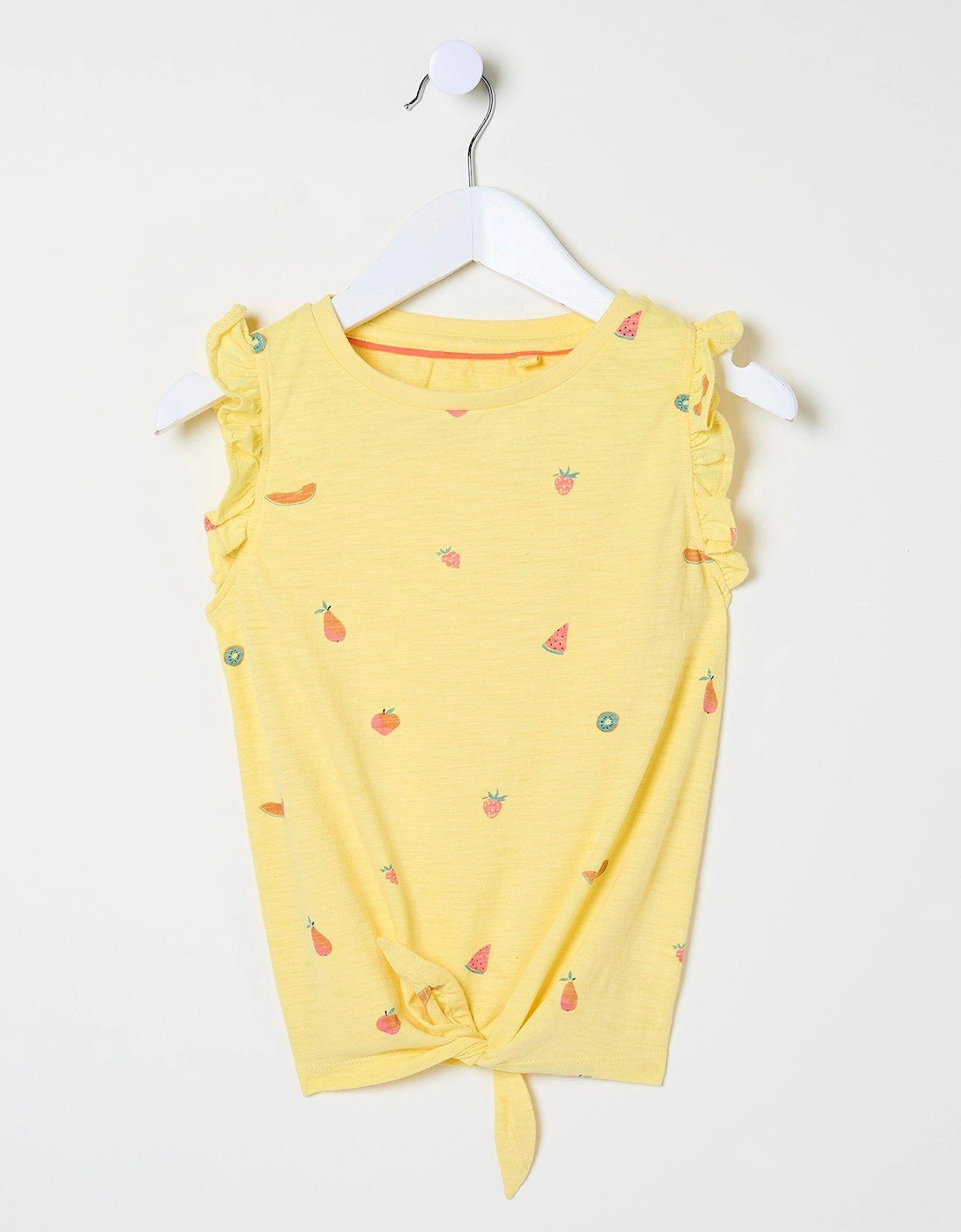 Girls Fruit Knot Front Short Sleeve Tshirt - Yellow, 6 of 5