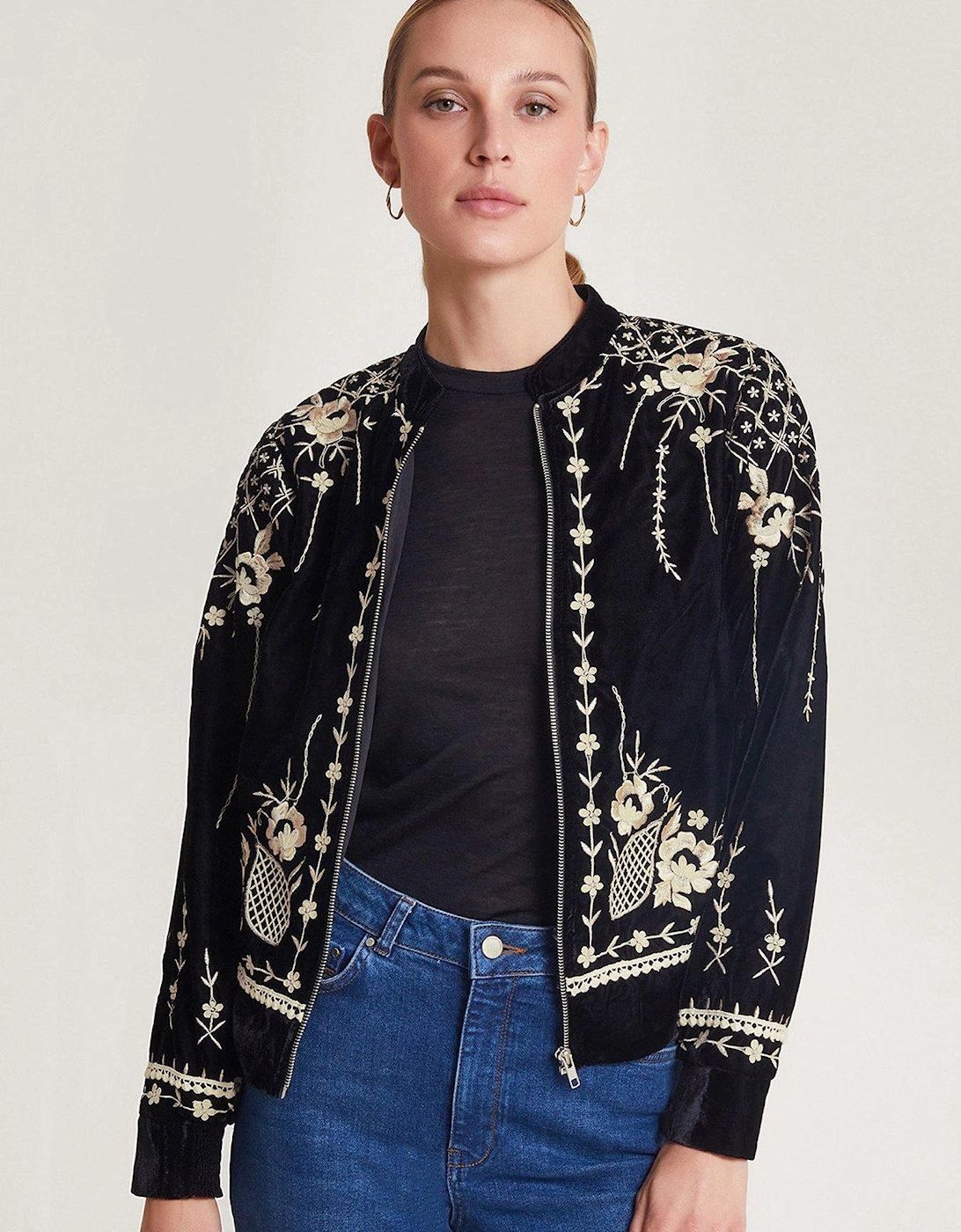 Hadley Embroidered Bomber Jacket - Black, 2 of 1