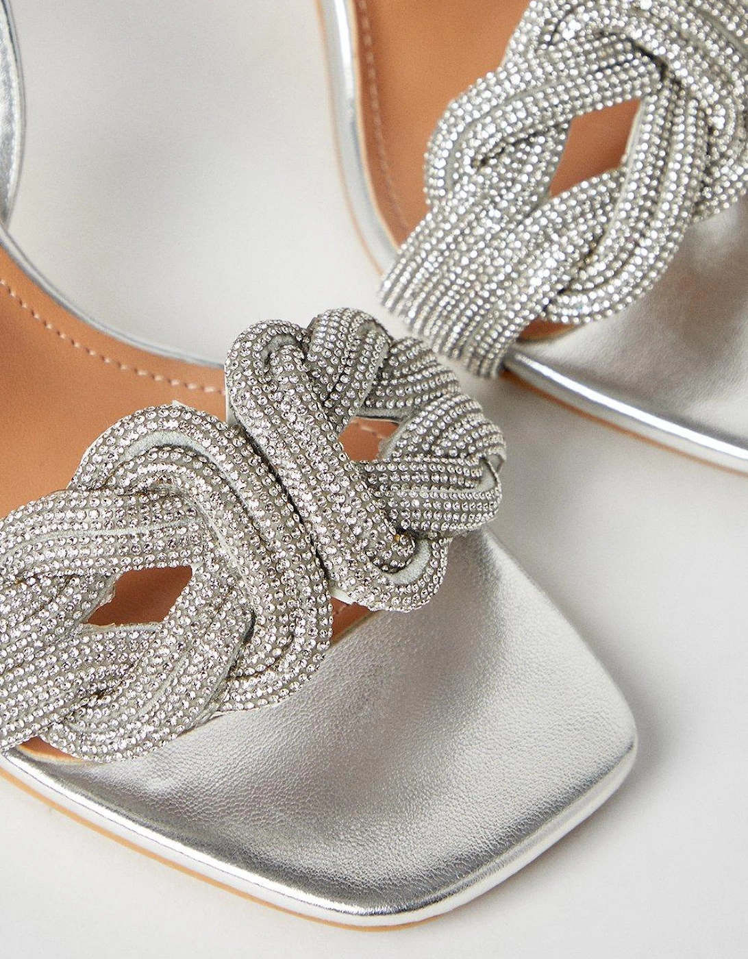 Tacita Interwoven Diamante Slingback High Heeled Sandals
