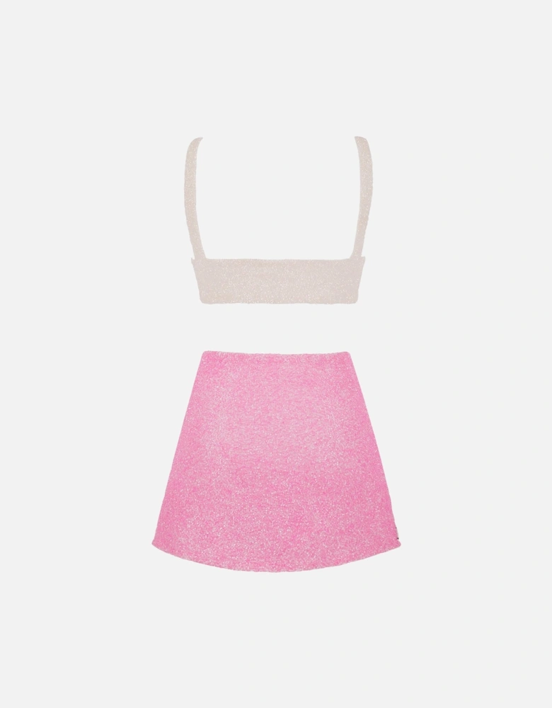 Vegas Beaded Pink Party Beach Co-ord Mini Skirt