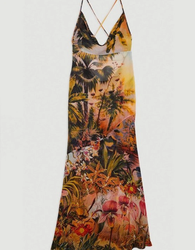 Ombre Placed Print Viscose Georgette Beach Slip Dress
