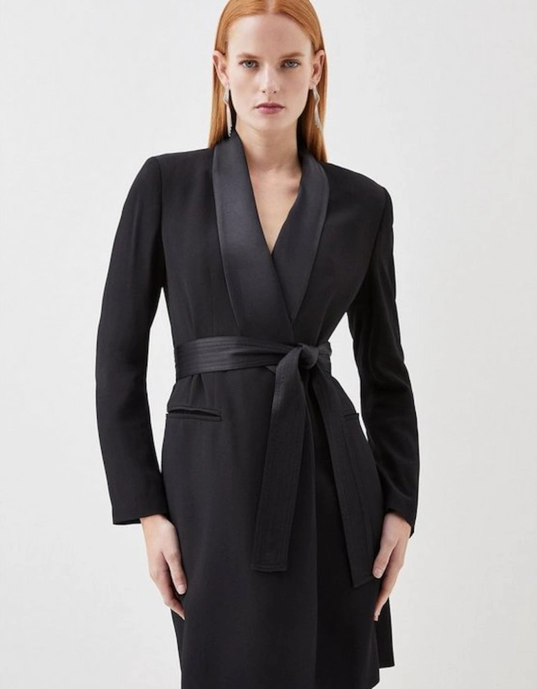 Tailored Tuxedo Wrap Mini Dress