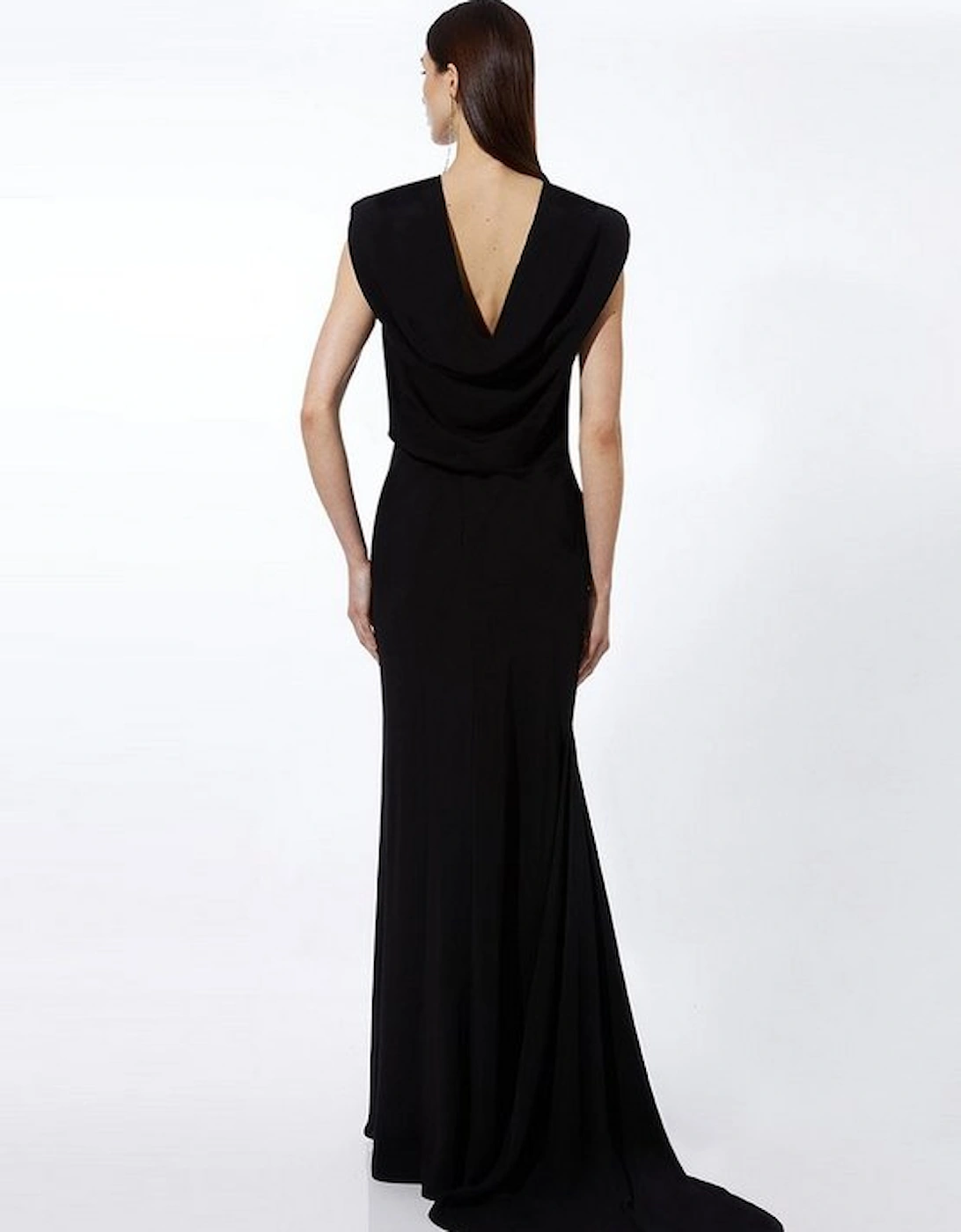 Premium Bonded Viscose Crepe Drape Detail Woven Maxi Dress, 5 of 4