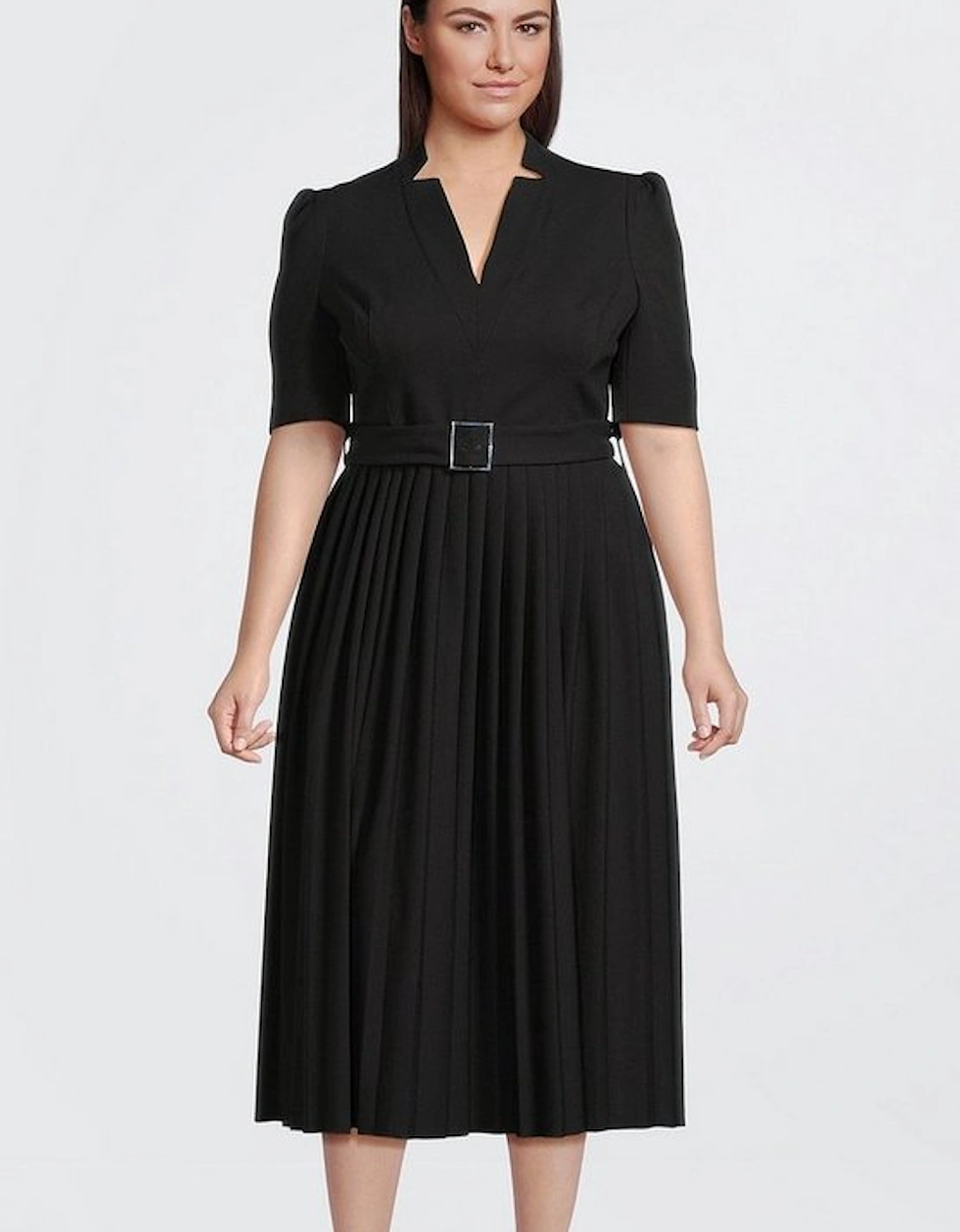 Plus Size Structured Crepe Forever Pleat Dress, 9 of 8