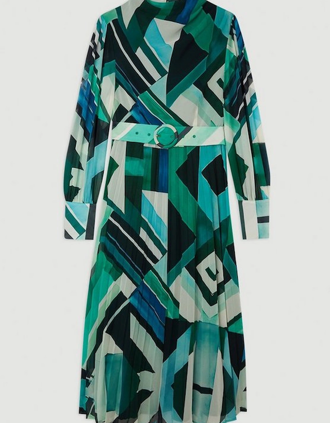 Geo Print Georgette Woven Long Sleeve Maxi Dress