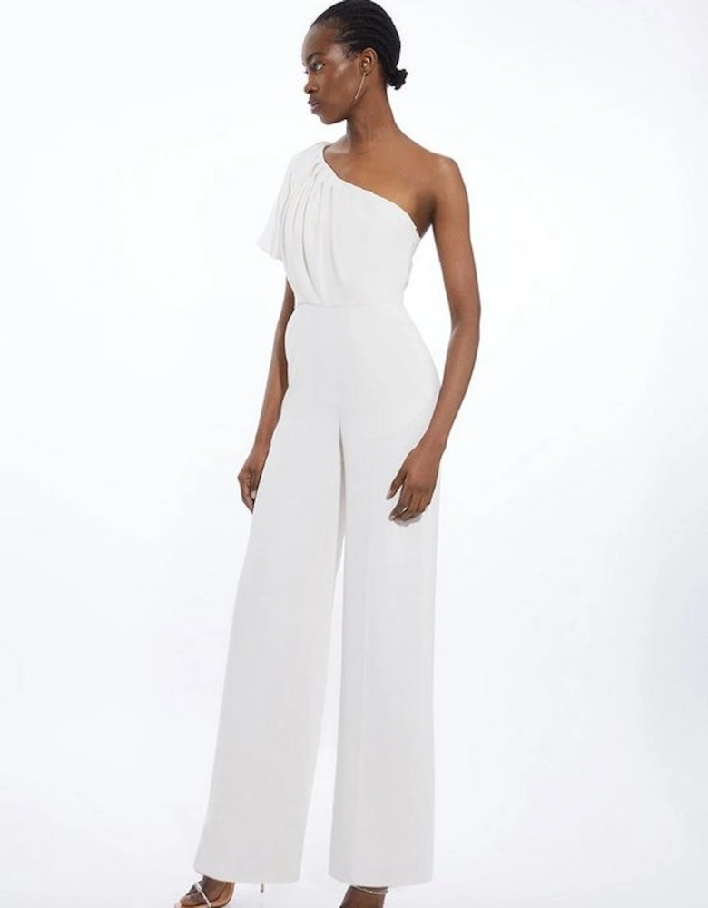 Soft Tailored One Shoulder Wide Leg Jumpsuit