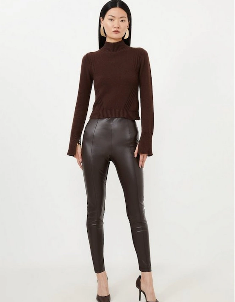 Petite Faux Leather And Ponte Leggings