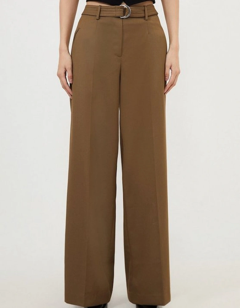 Tailored Wool Blend Straight Leg Trousers