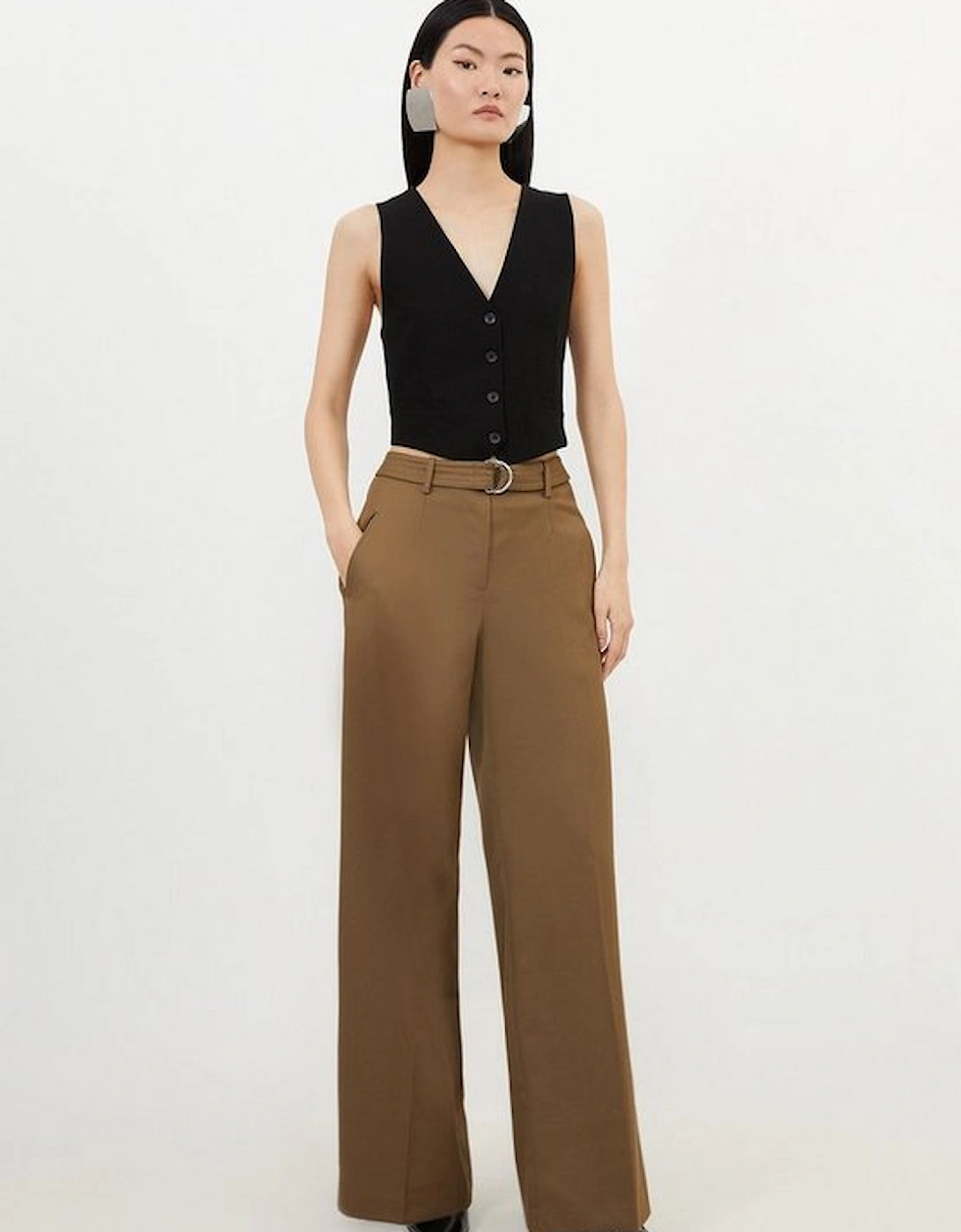 Tailored Wool Blend Straight Leg Trousers, 4 of 3
